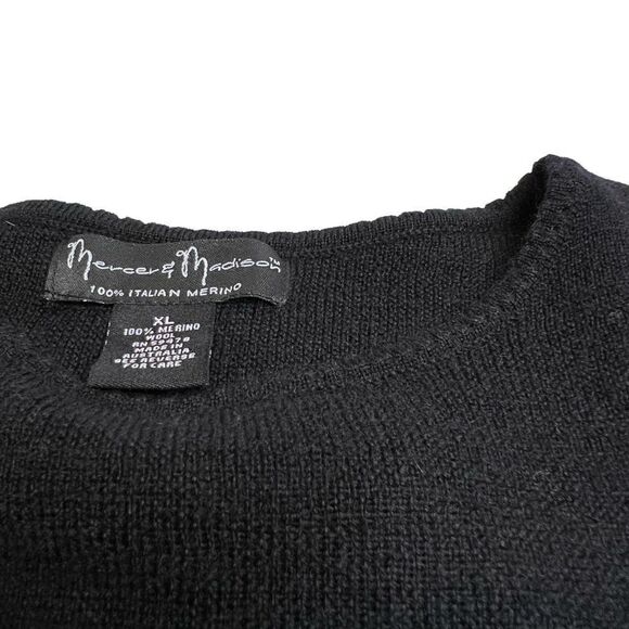 Mercer & Madison black merino wool crew neck sweater size XL - Picture 13 of 15
